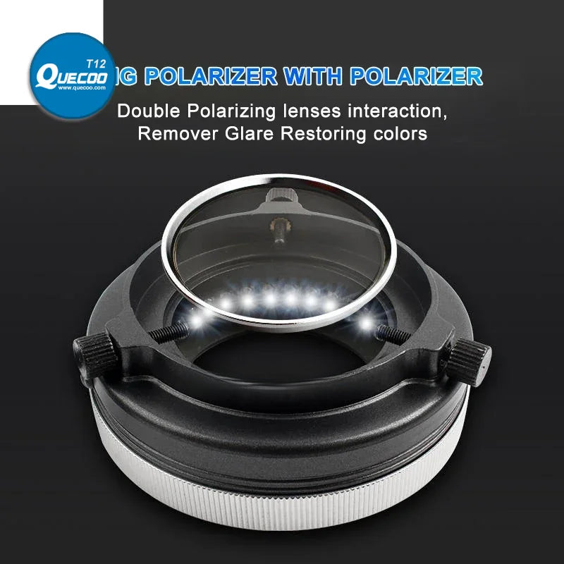 Polarized LED Ring Light Source Anti Glare 35pcs DIP/SMD LED Beads Double Polarizer Lens Microscope Lamp to Restoring Colors