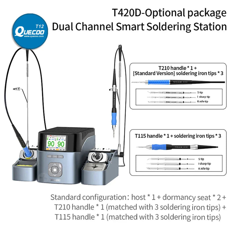 JCID AIXUN T420D Intelligent Dual-Station With T245/ T210 /T115 Handle Solder Iron Tips for PCB Welding Repair Soldering Station