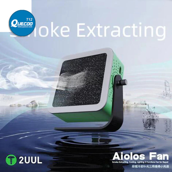 2UUL Aiolos Portable Fan Fume Extracting Cooling Lighting 3 in 1Mini Fan with Carbon Filter for Mobile Phone PCB Welding Repair