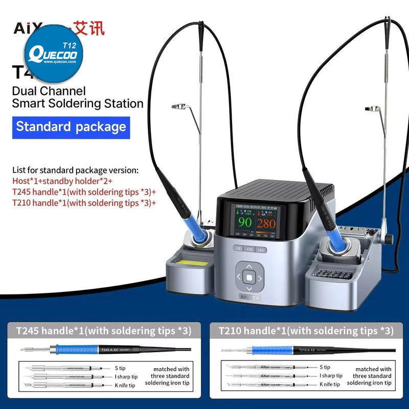 AiXun T420D Dual Channel Smart Soldering Station Intelligent Temperature Control HD Liquid Crystal Display Repair Solder Tools