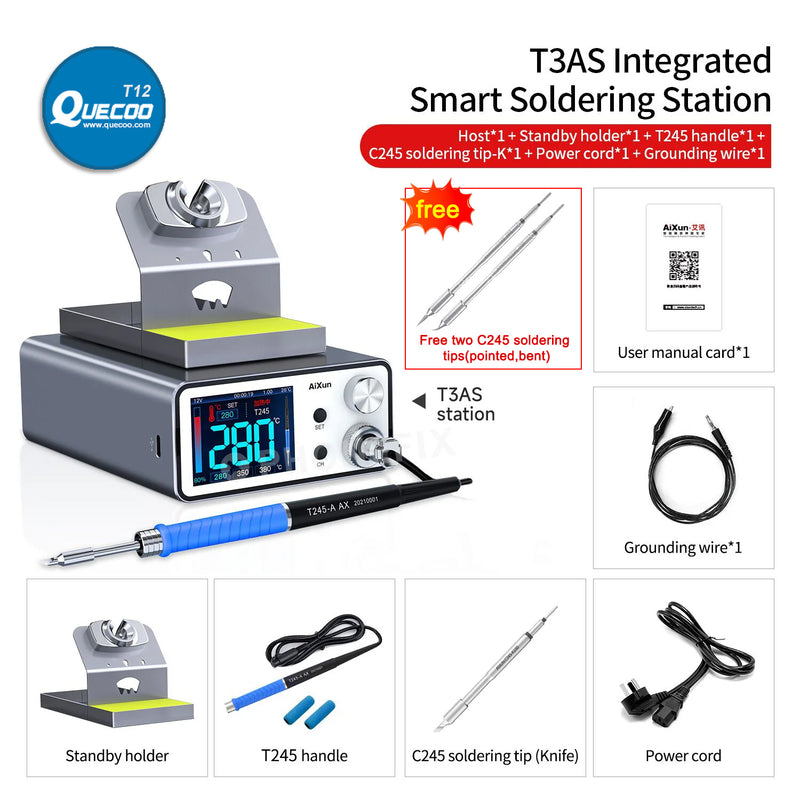 Aixun T3BS T3AS Intelligent Soldering Station Portable C210 C245 Micro Welding Desktop Table for Mobile Phone PCB Soldering