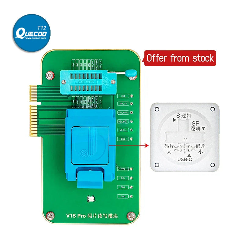 JC V1S Pro EEPROM Read Write Module for iPhone 6-15PM Logic Baseband IC Read&Write Protect Data without Flashing Repair Tool