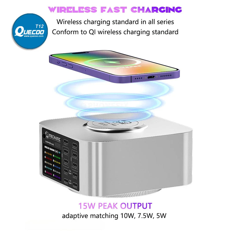 Mechanic X-POWER Max 10 Ports Desktop Charger QC3.0 PD3.1 Quick Charge For iPhone 15 14 13 Xiaomi Laptop Wireless Charger Tool