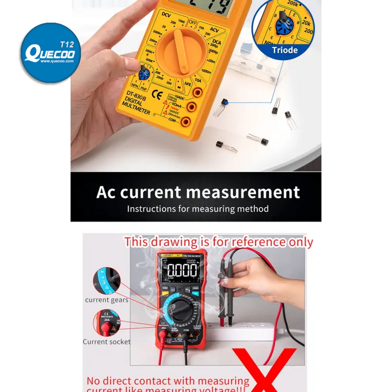 DT830B Digital Multimeter LCD Voltmeter Ammeter Ohm Tester