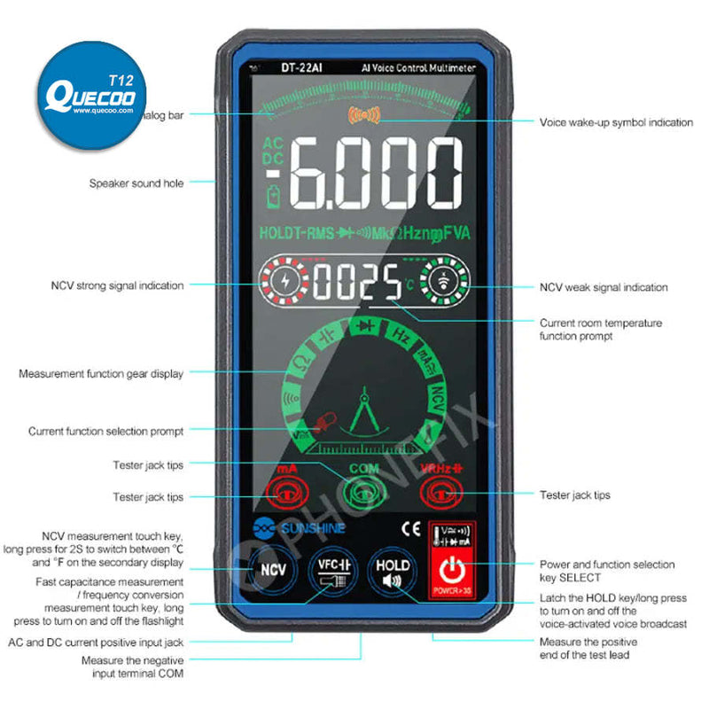 DT-22AI Voice Control Intelligent Multimeter Digital Tester