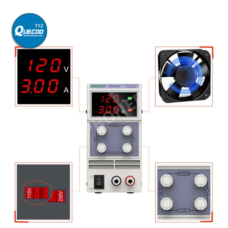 LED Lab Power Source Stabilized DC Power Supply Voltage Regulator Switch