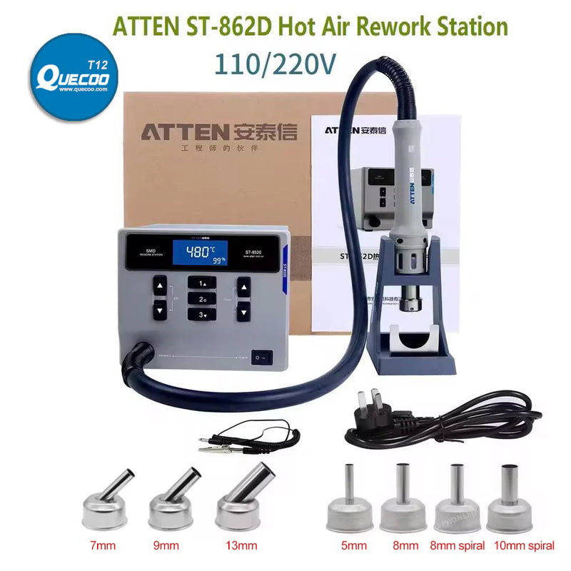 ATTEN ST-862D Intelligent Hot Air Gun BGA Rework Station 1000W Phone Chip PCB Desoldering Repair Lead-free Hot Air Gun Station