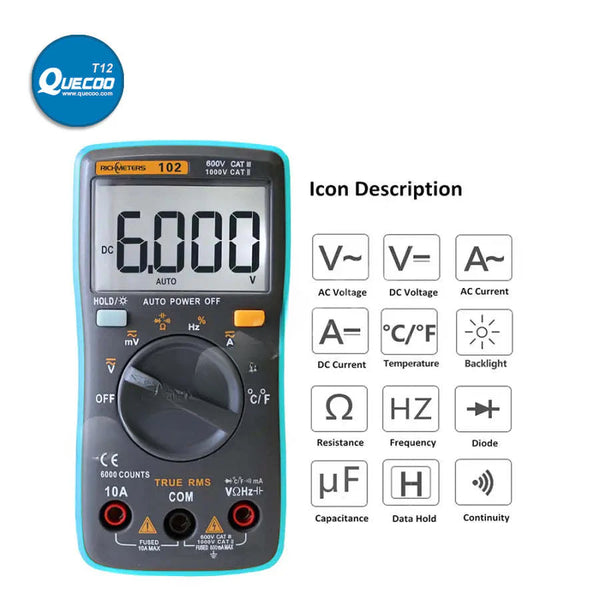 RICHMETERS 102 Pocket Digital Multimeter AC DC Voltage Tester