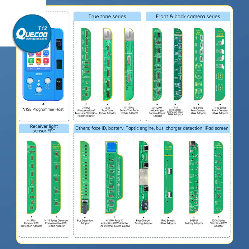 JCID V1SE V1S Pro Dot Matrix Photosensitive Original Color Fingerprint Battery Repair Board for iPhone X-15PM JC V1S Repair Tool