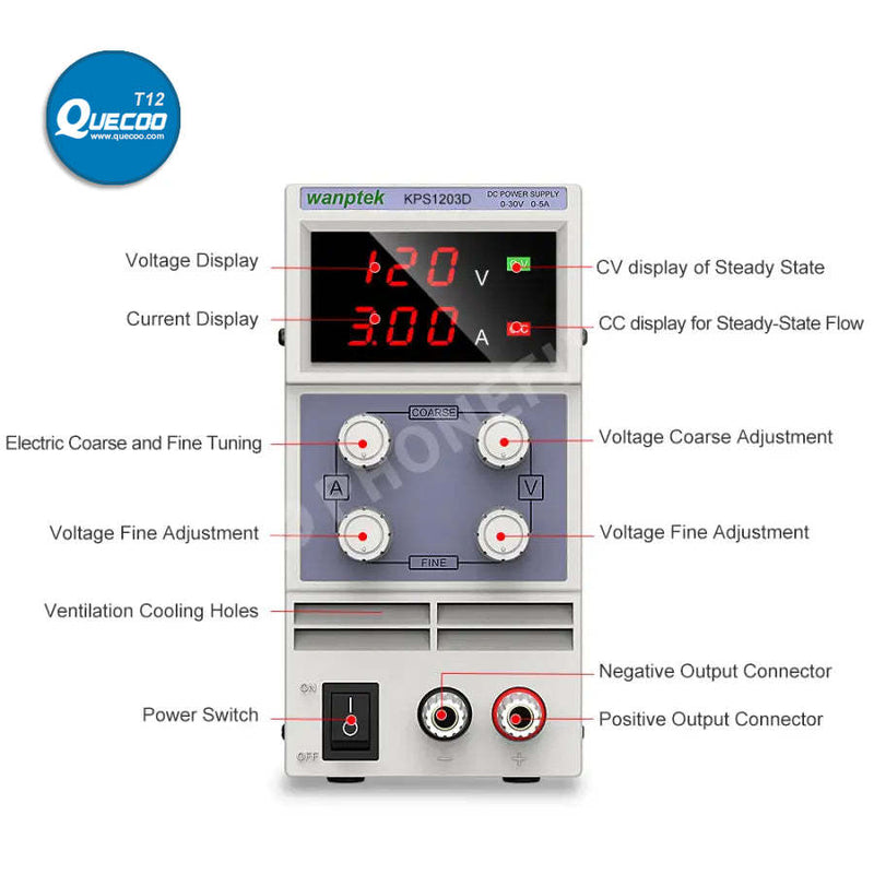 LED Lab Power Source Stabilized DC Power Supply Voltage Regulator Switch