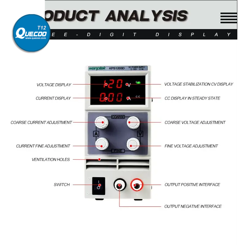 Adjustable Dual Digital Display Laboratory DC Power Supply Regulator