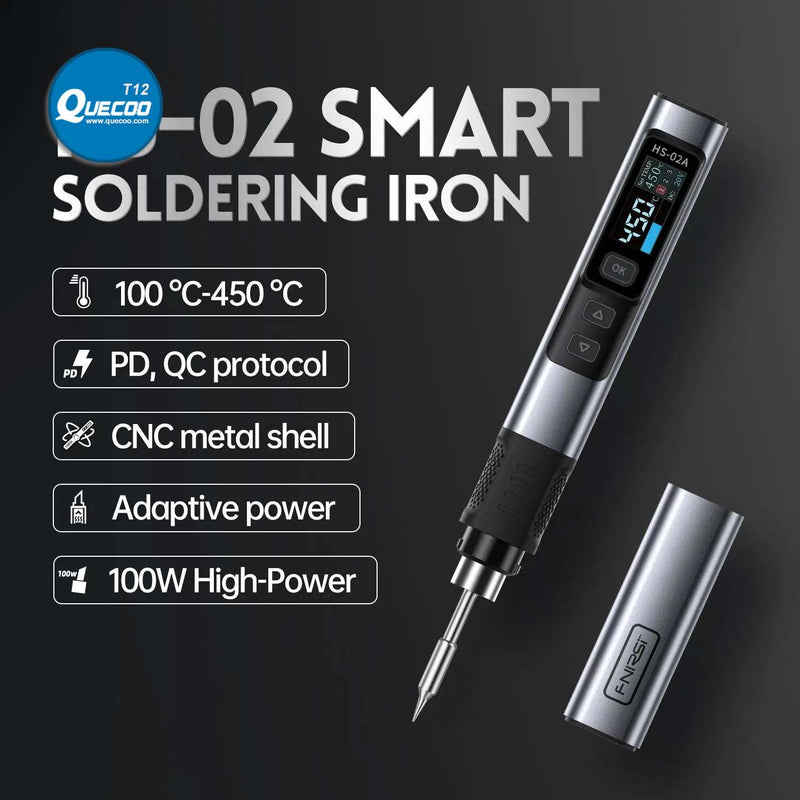 FNIRSI HS-02 Portable Soldering Iron HS02A PD 100W Adjustable Constant Temperature Welding Repair Tools C210 Tips