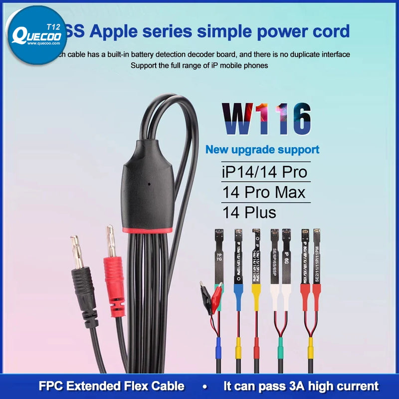 OSS W117 W116 Simple Power Cord For iPhone 5- 15Pro Max Android Battery Activation DC Power Supply Current Testing Power Cable