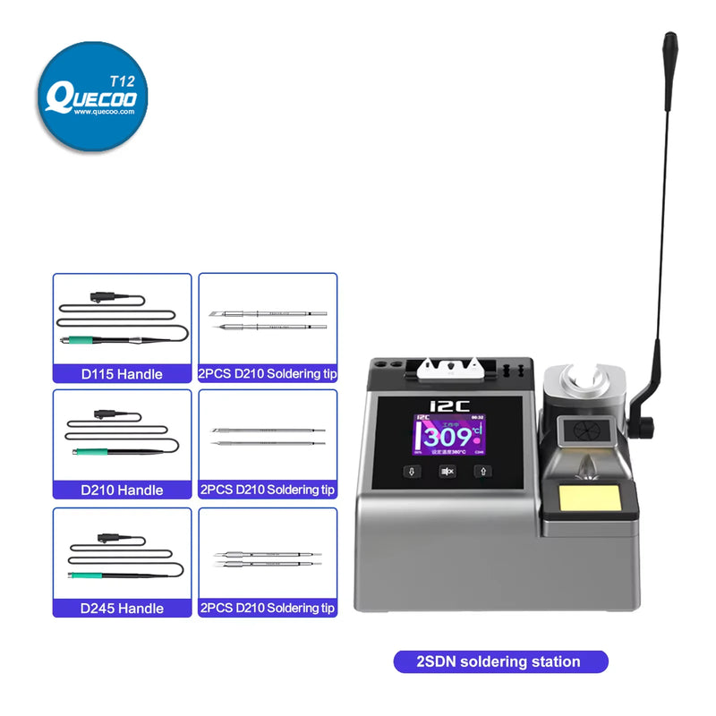 I2C 2SDN Nano Soldering Station with 210/115/245 Solder Iron Tips Temperature Control Auto Sleep Support for PCB Welding Repair