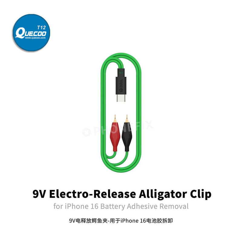 2UUL 9V Battery Adhesive Electro-Release Alligator Clip Type-C Cable