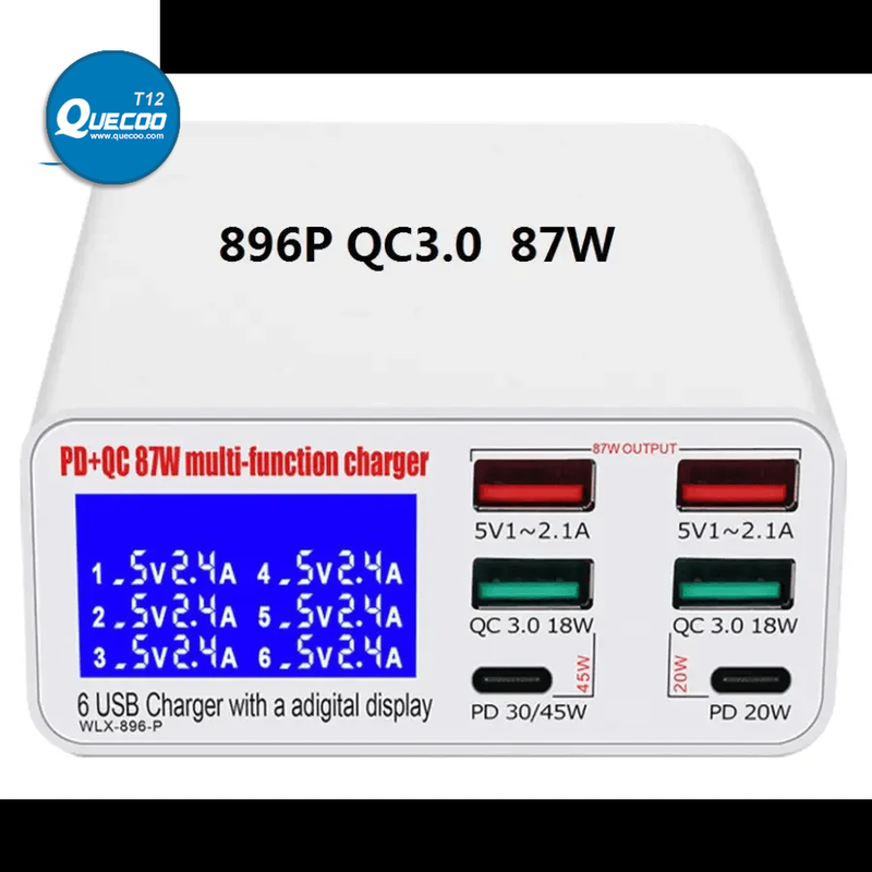 Phone Repair 6 Port USB Fast Charger EU US UK Plug for iPhone Repair Fast Charging Station with LCD Display Power Supply Charger