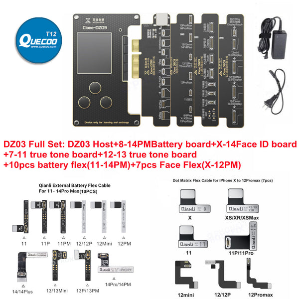 QIANLI Clone DZ03 Dot Matrix Programmer For iPhone X 11 12 13 14 PRO MAX Face ID Dot Projector Battery Repair Cable No Soldering