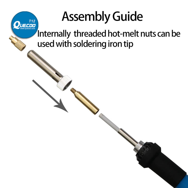 Heat Insert Nut HS01/T85/SH72 Soldering Iron Tip Insert Internal Thread Head M2M8 Brass Hot Nut Insertion Kit 3D print accessory