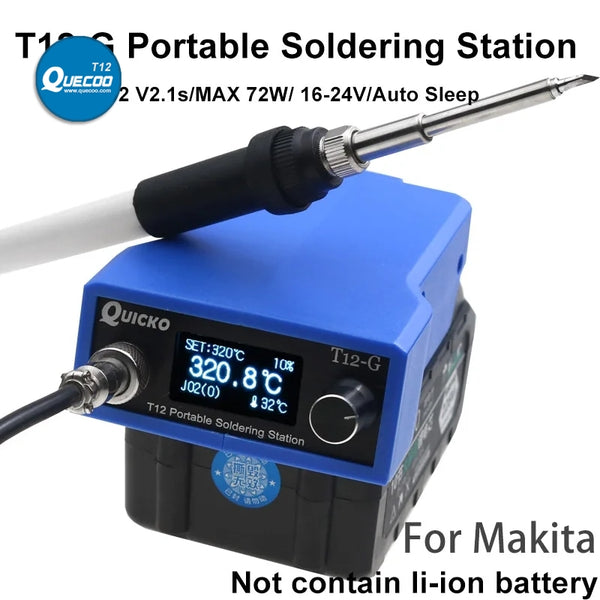 QUICKO T12-G Cordless Soldering Iron Station 72W For 20V Max Li-ion Battery For Makita Battery Electric Solder