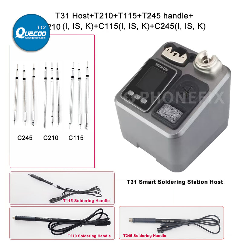 WEMON T31 Intelligent T210 T245 T115 Soldering Station for BGA SMD Mobile Phone PCB Welding Work With JBC C115 C245 C210 Tips