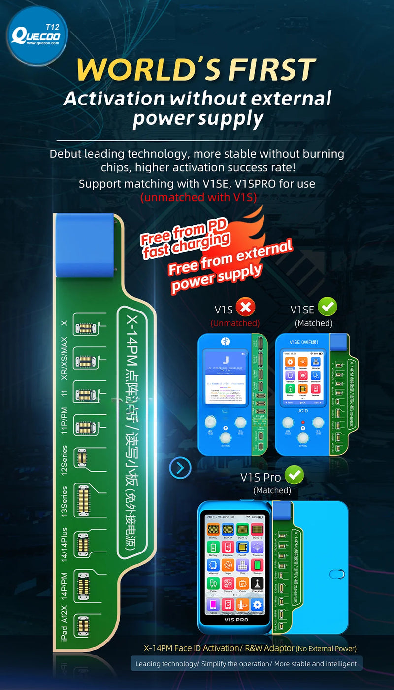 JCID V1SE WIFI 20 in 1 Programmer for iPhone X-15PM Front Camera Rear Camera True Tone Face ID Battery Earpiece Receiver Repair