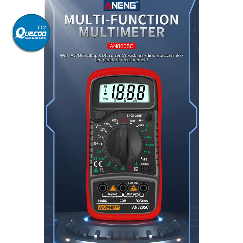 AN8205C Digital Multimeter AC/DC Volt Meter DC Ammeter Tester