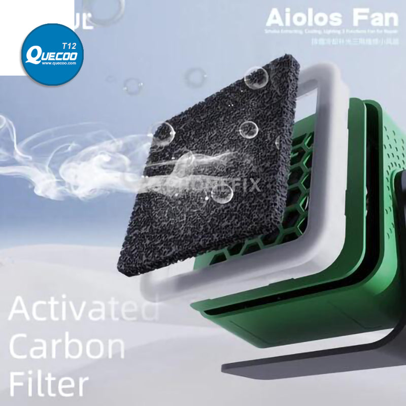 2UUL Aiolos Portable Fan Fume Extracting Cooling Lighting 3 in 1Mini Fan with Carbon Filter for Mobile Phone PCB Welding Repair