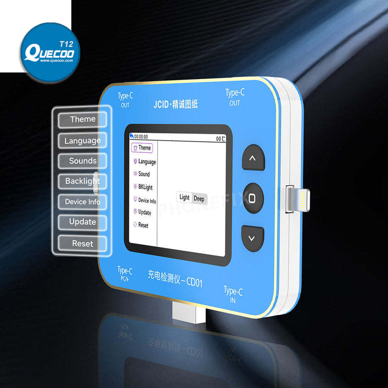 JCID CD01 Charging Detector With JC Drawing Type-C Lightning Port