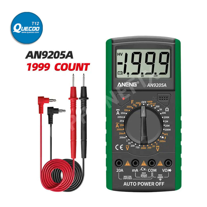 DT9205A+ Digital Multimeter AC/DC Voltage Tester with 9V Battery