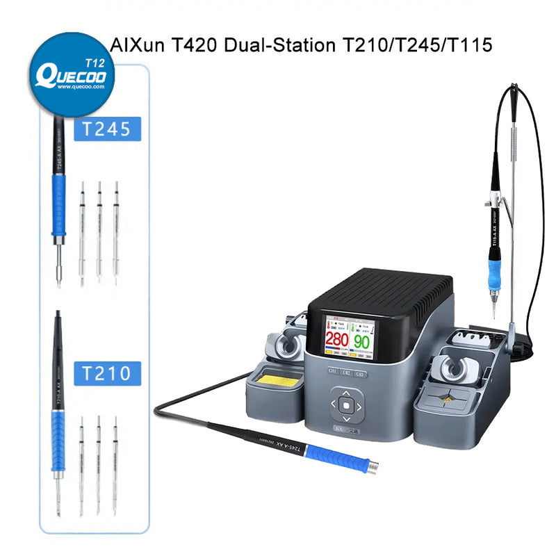 JCID AIXUN T420D Intelligent Dual-Station With T245/ T210 /T115 Handle Solder Iron Tips for PCB Welding Repair Soldering Station