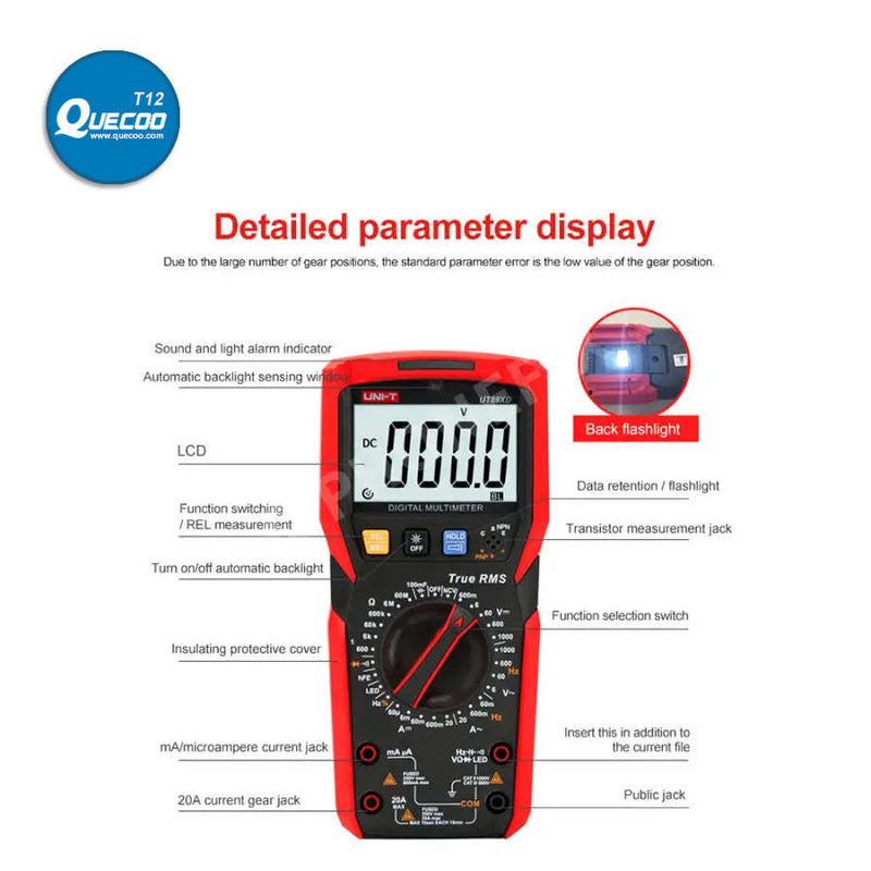 UT89XD LED Multimeter Smart Capacitance Voltage Current Tester