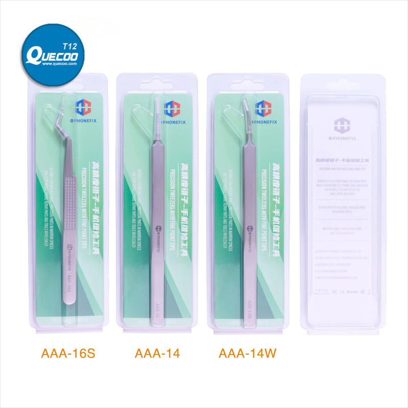 Precision Industrial Tweezers IC Chips Removal Pick Up Curved Straight Tips Stainless Forceps Anti-static Repair Tool