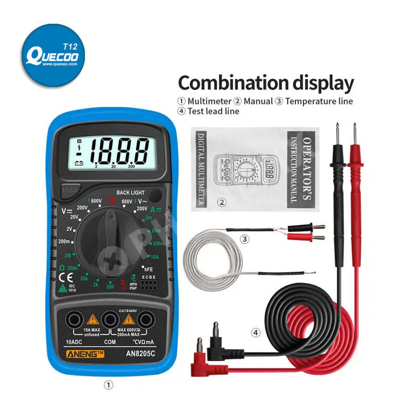 AN8205C Digital Multimeter AC/DC Volt Meter DC Ammeter Tester