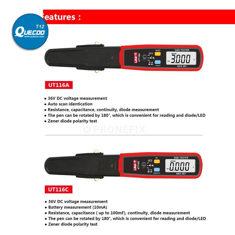 UNI-T UT116C Digital Multimeter SMD Tester With Rotatable Tweezers