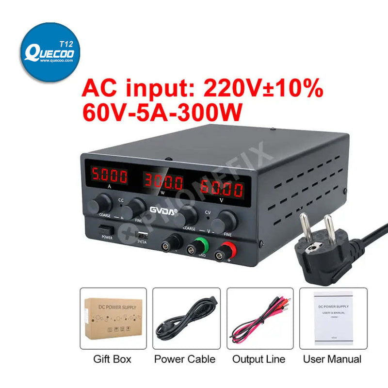 USB DC Regulated Laboratory Power Supply Adjustable Stabilizer