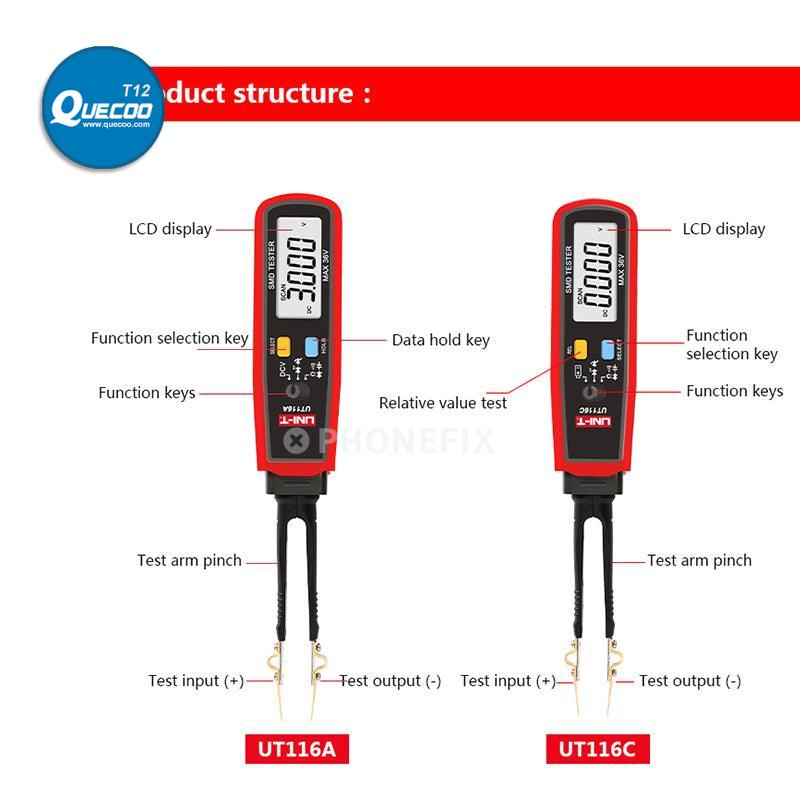 UNI-T UT116C Digital Multimeter SMD Tester With Rotatable Tweezers