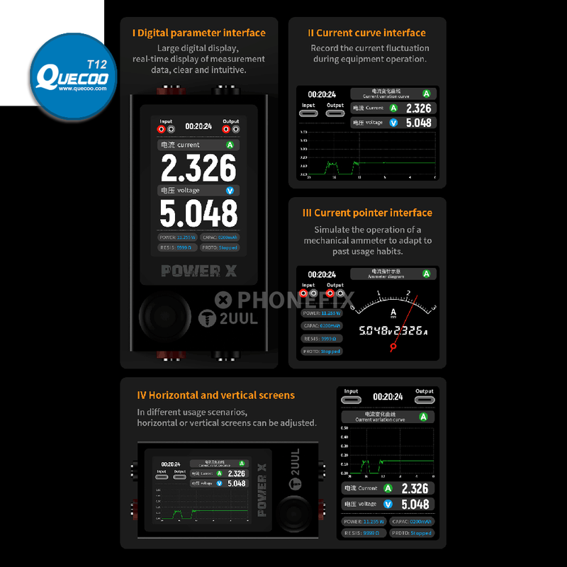 2UUL POWER X Tester Voltage Current Pointer Real-time Display