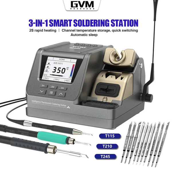 GVM H3 T210/T245/T115 Handle Available 3 in1 High Voltage 80W Intelligent Welding Station Automatic Sleep Welding Rework Station