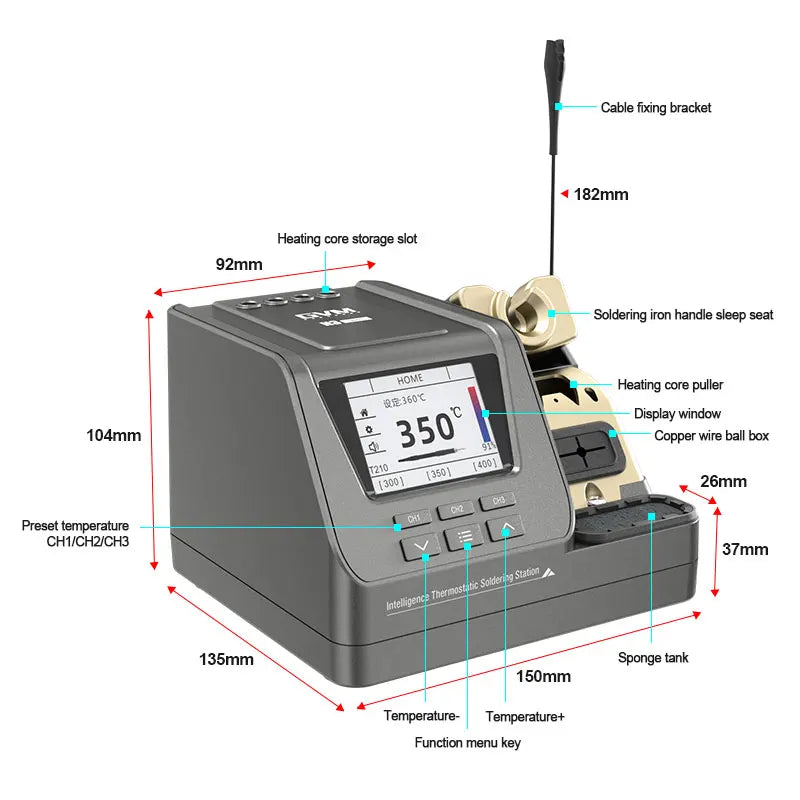 GVM H3 T210/T245/T115 Handle Available 3 in1 High Voltage 80W Intelligent Welding Station Automatic Sleep Welding Rework Station