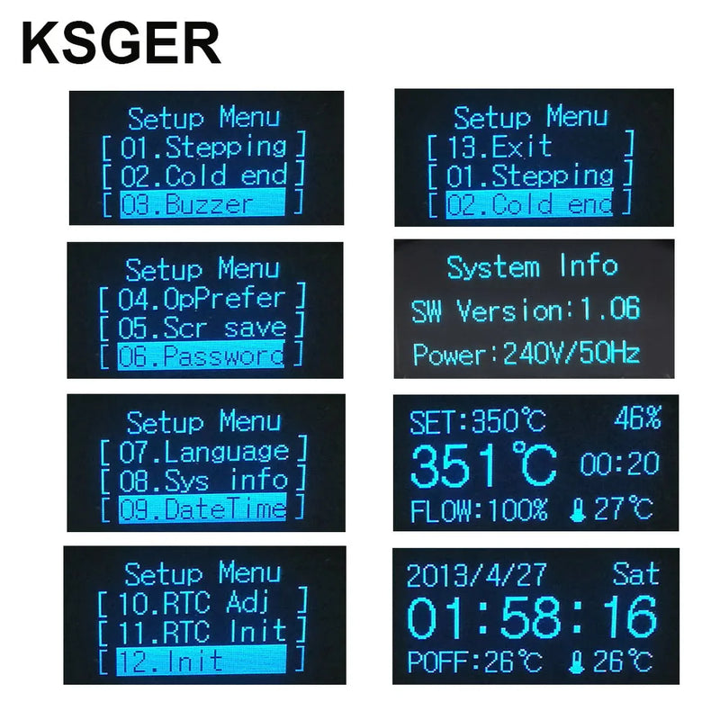 KSGER Hot Air Gun SMD Rework Station GX16-8 Solder Dryer Handle Electronic OLED T12 Nozzle Stand DIY Tools Quick Heating 700W