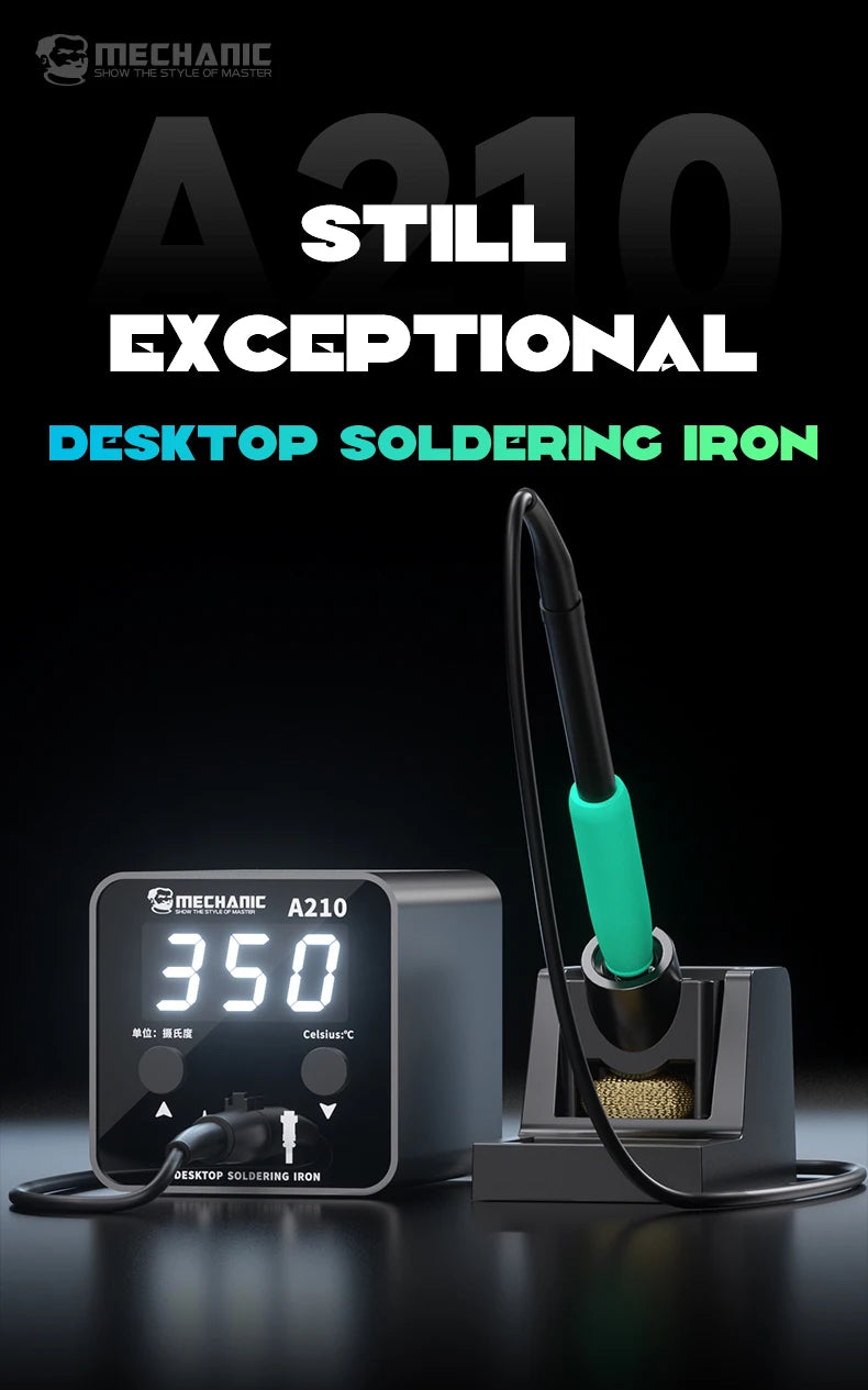 Mechanic A210 Soldering Station Portbale Mini T210 Solder Iron Tips Desktop Station Smart Constant Temperature Welding Table