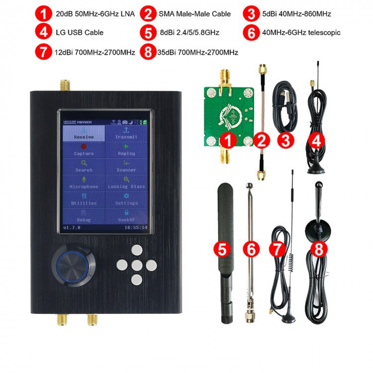 Hackrf one portapack h2 radio transceiver receive SDR software development kit black case