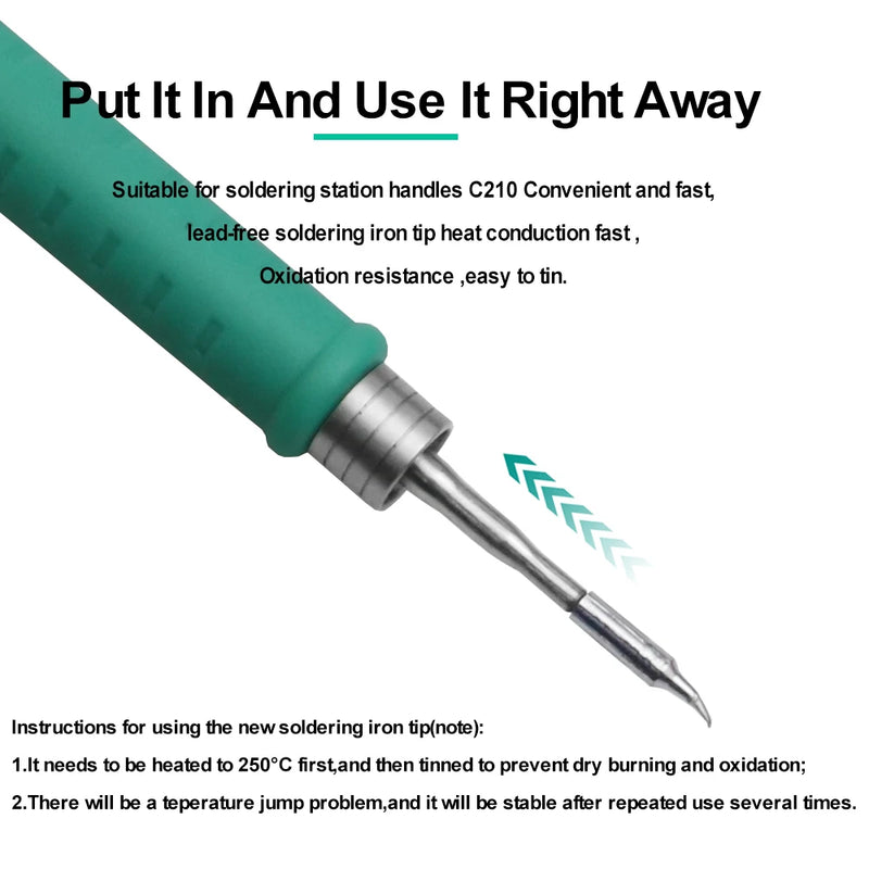 QUICKO C210 Series Integrated Soldering Iron Tips and Heating Core Efficient Heat Conduction Temperature Recovery for C210