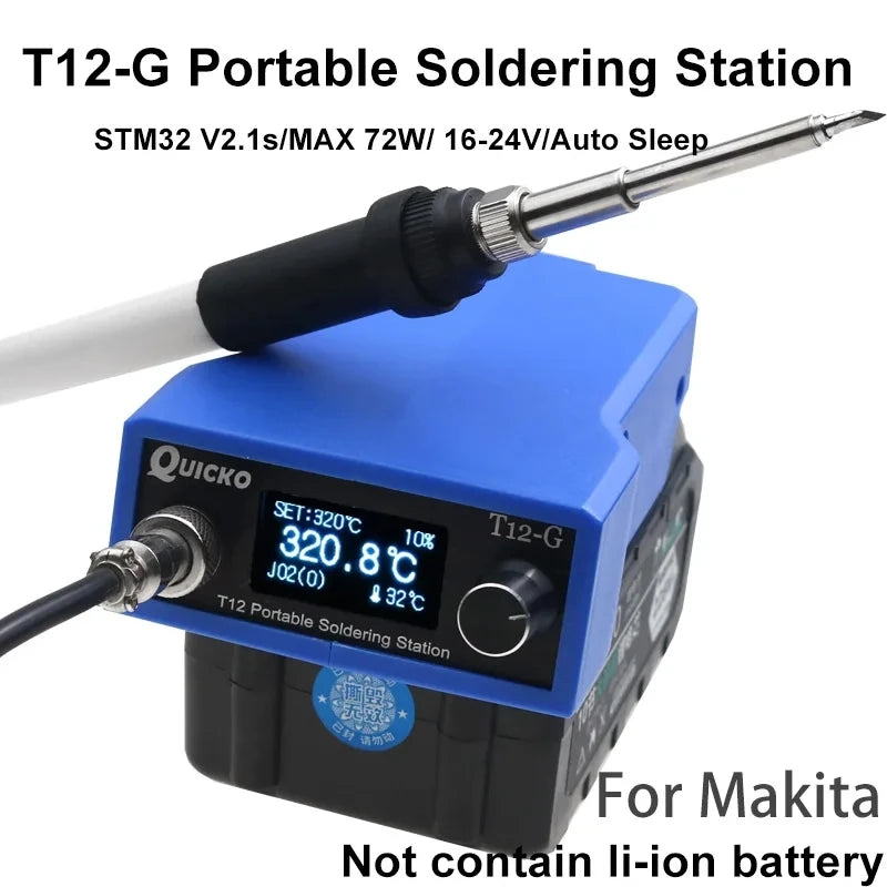 QUICKO T12-G Cordless Soldering Iron Station 72W For 20V Max Li-ion Battery For Makita Battery Electric Solder