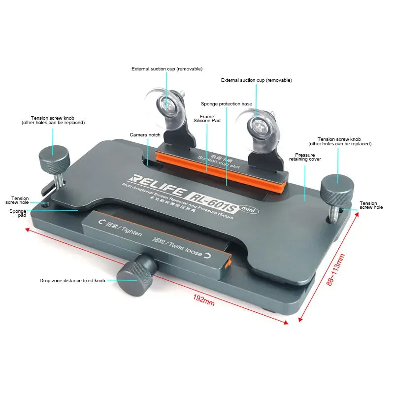 RELIFE RL-601S Mini Rear Glass Screen Removal Tool for Mobile Phone LCD Back Cover Glass Repair Phone Disassemble Power Tool Set