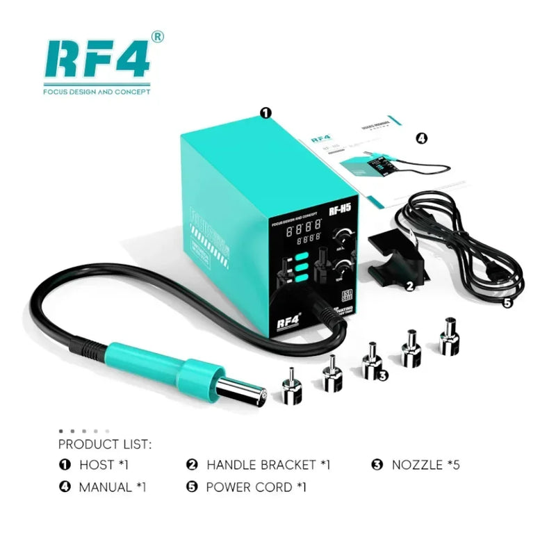 RF4 RF-H5 Intelligent Hot Air Desoldering Station 800W Fast Heat Gun BGA Chip Rework Station for Electronics Desoldering Repair