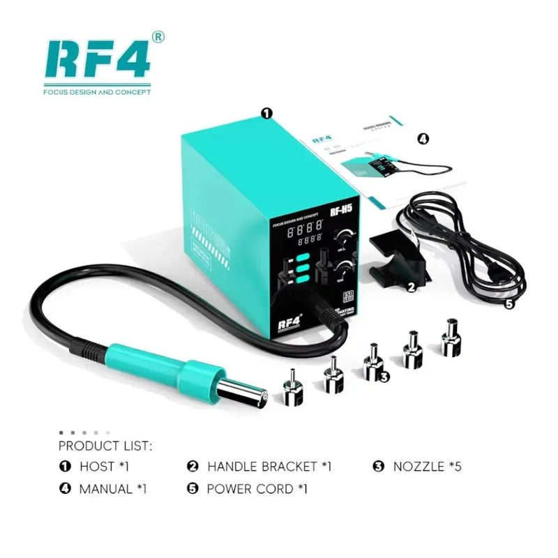 RF4 RF-H5 Intelligent Hot Air Desoldering Station 800W Fast Heat Gun BGA Chip Rework Station for Electronics Desoldering Repair