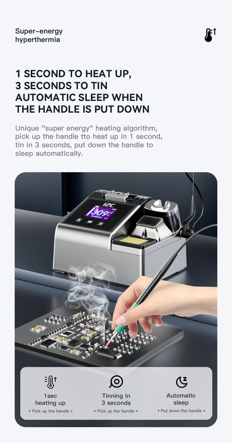 I2C 2SDN Nano Soldering Station with 210/115/245 Solder Iron Tips Temperature Control Auto Sleep Support for PCB Welding Repair