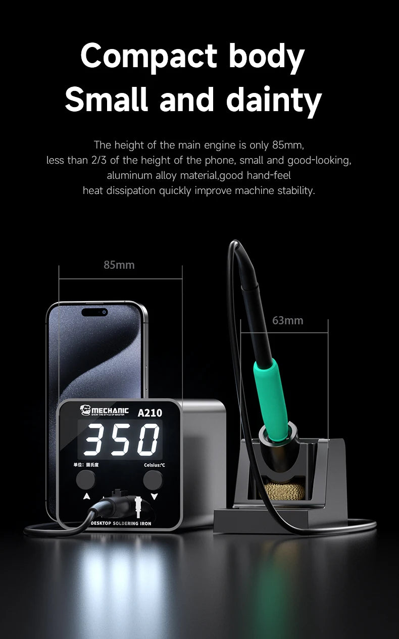 Mechanic A210 Soldering Station Portbale Mini T210 Solder Iron Tips Desktop Station Smart Constant Temperature Welding Table