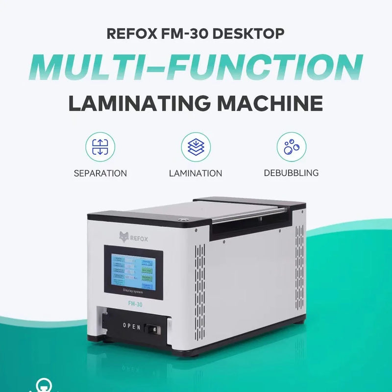 REFOX FM-30 Laminating Machine 3 in 1 Multi-function Separation Defoaming Machine with Built-in Air Compressor and Vacuum Pump